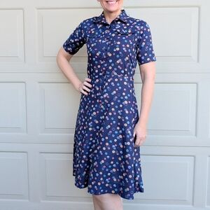1970's does 1940's shirtwaist dress S
